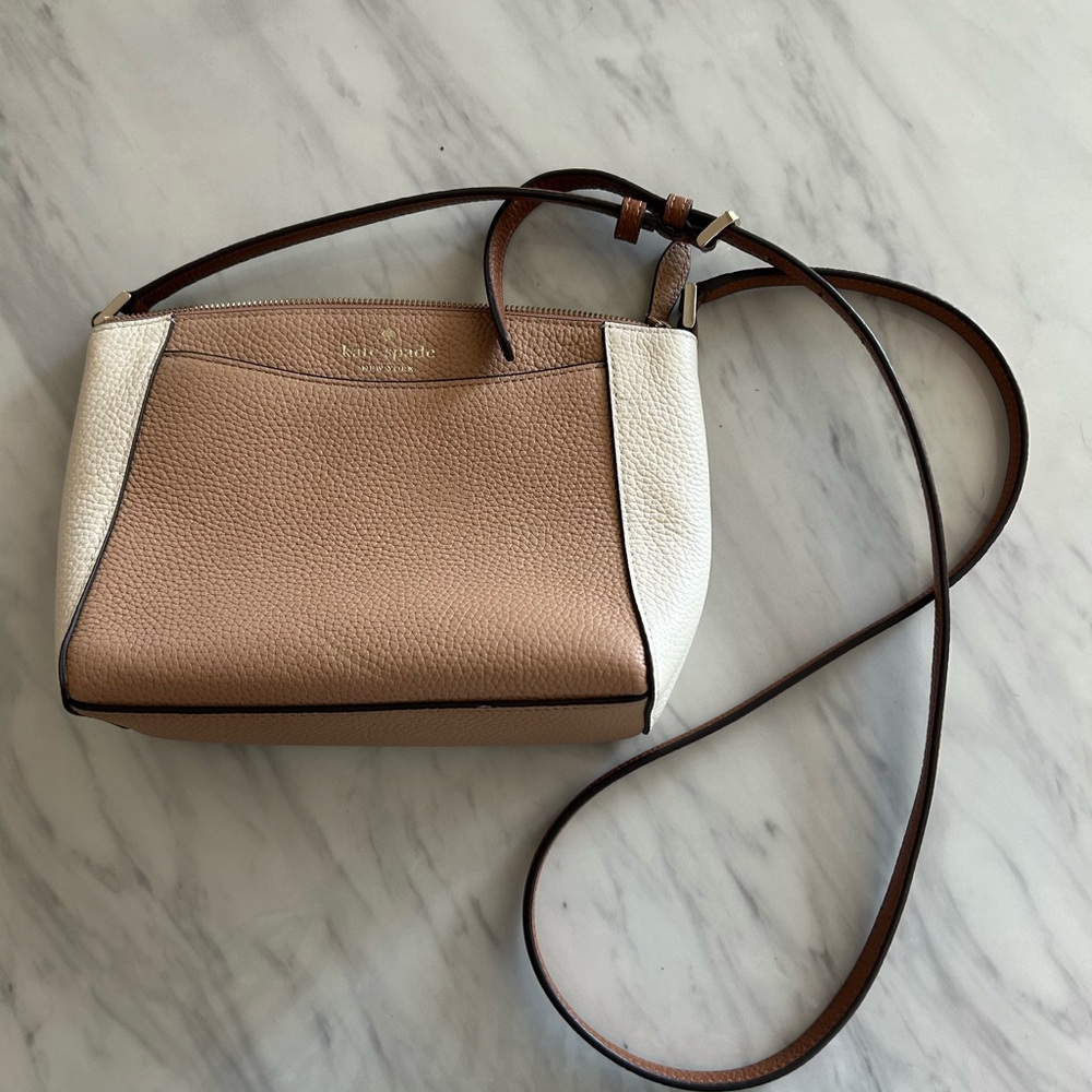 Kate Spade Brown and White Small Crossbody Bag